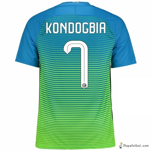 Camiseta Inter de Milán Replica Tercera Ropa Kondogbia 2016/17 Azul Verde